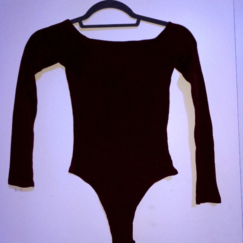 Maroon coloured bodysuit tight fitting